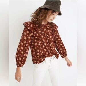 Madewell Ladder-Trim Ruffle Top .